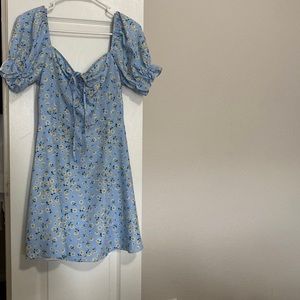 Mini blue dress with yellow flowers